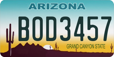 AZ license plate BOD3457