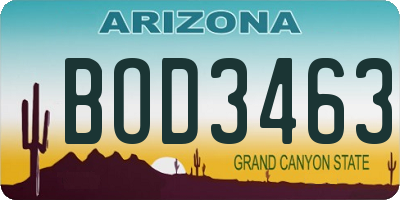 AZ license plate BOD3463