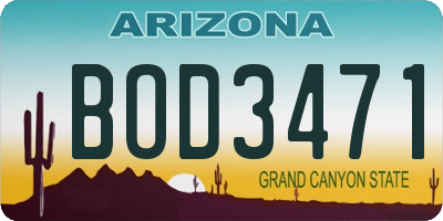 AZ license plate BOD3471