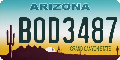 AZ license plate BOD3487