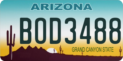 AZ license plate BOD3488