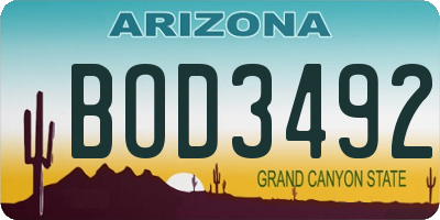 AZ license plate BOD3492