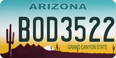AZ license plate BOD3522