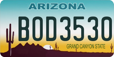 AZ license plate BOD3530