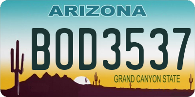 AZ license plate BOD3537