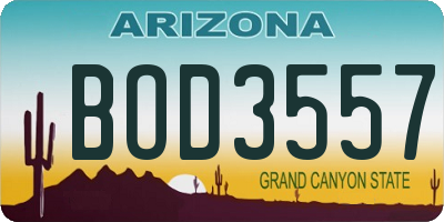 AZ license plate BOD3557