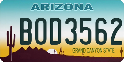 AZ license plate BOD3562