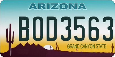 AZ license plate BOD3563