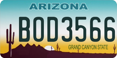 AZ license plate BOD3566