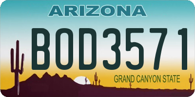 AZ license plate BOD3571