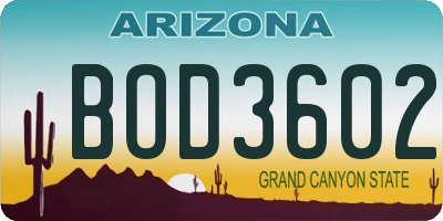AZ license plate BOD3602