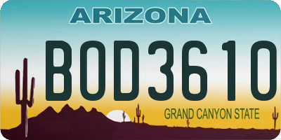 AZ license plate BOD3610