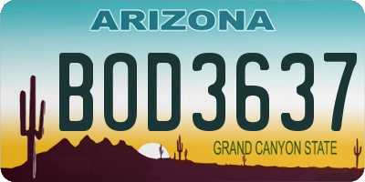AZ license plate BOD3637