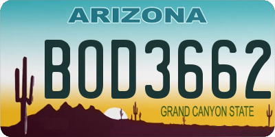 AZ license plate BOD3662