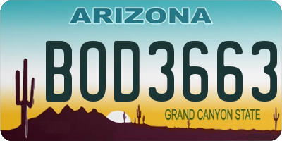 AZ license plate BOD3663