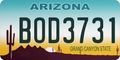 AZ license plate BOD3731