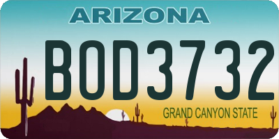 AZ license plate BOD3732