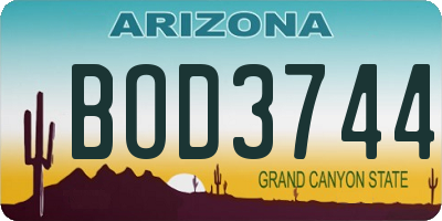 AZ license plate BOD3744