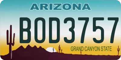 AZ license plate BOD3757