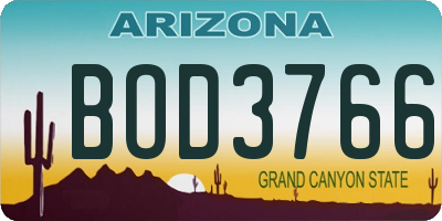 AZ license plate BOD3766