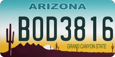 AZ license plate BOD3816