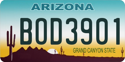 AZ license plate BOD3901