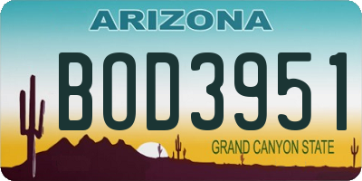 AZ license plate BOD3951