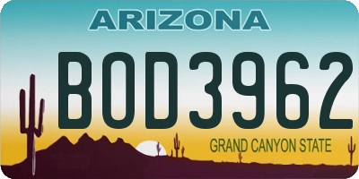 AZ license plate BOD3962