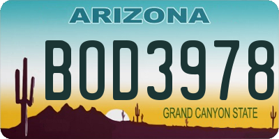 AZ license plate BOD3978