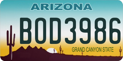 AZ license plate BOD3986