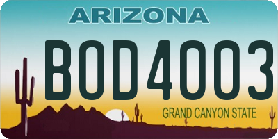 AZ license plate BOD4003