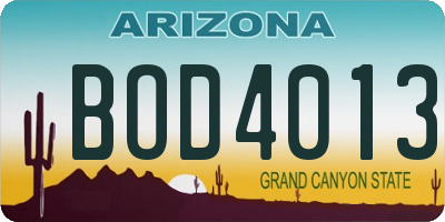 AZ license plate BOD4013