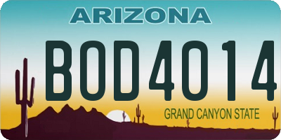 AZ license plate BOD4014