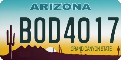 AZ license plate BOD4017