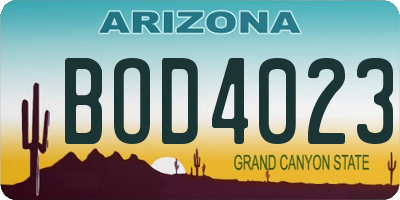 AZ license plate BOD4023