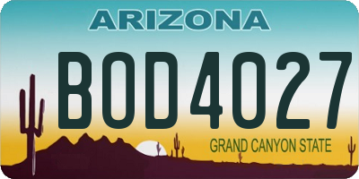 AZ license plate BOD4027