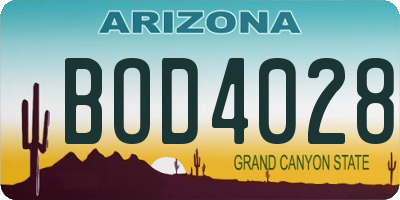 AZ license plate BOD4028