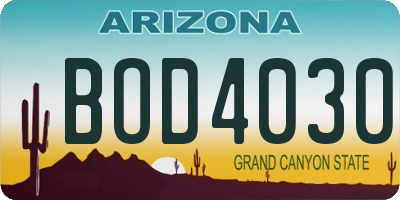 AZ license plate BOD4030