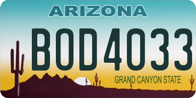 AZ license plate BOD4033