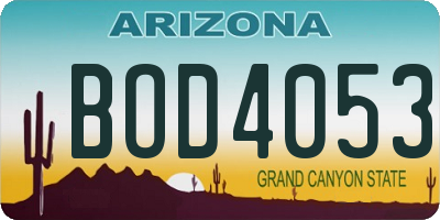 AZ license plate BOD4053