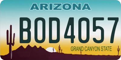 AZ license plate BOD4057