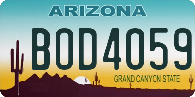 AZ license plate BOD4059