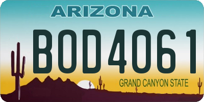 AZ license plate BOD4061