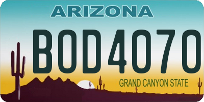 AZ license plate BOD4070