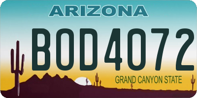 AZ license plate BOD4072