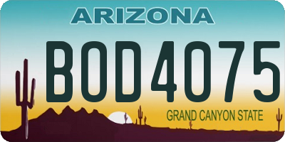 AZ license plate BOD4075