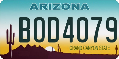 AZ license plate BOD4079