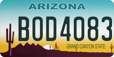 AZ license plate BOD4083
