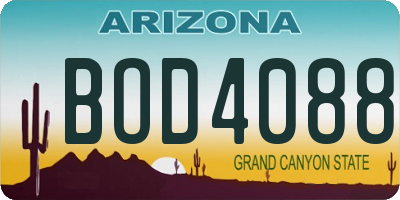 AZ license plate BOD4088