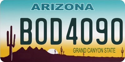 AZ license plate BOD4090